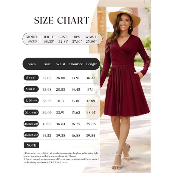 Women Long Sleeve Navy Blue Short Sleeve V-Neck Floral Party Dress with Pockets - Picture 6 of 6